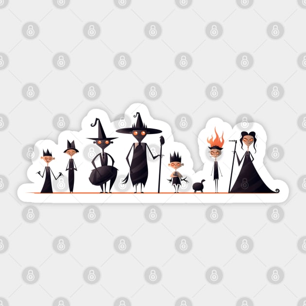 Spooky Halloween Witch Family Sticker by DivShot 